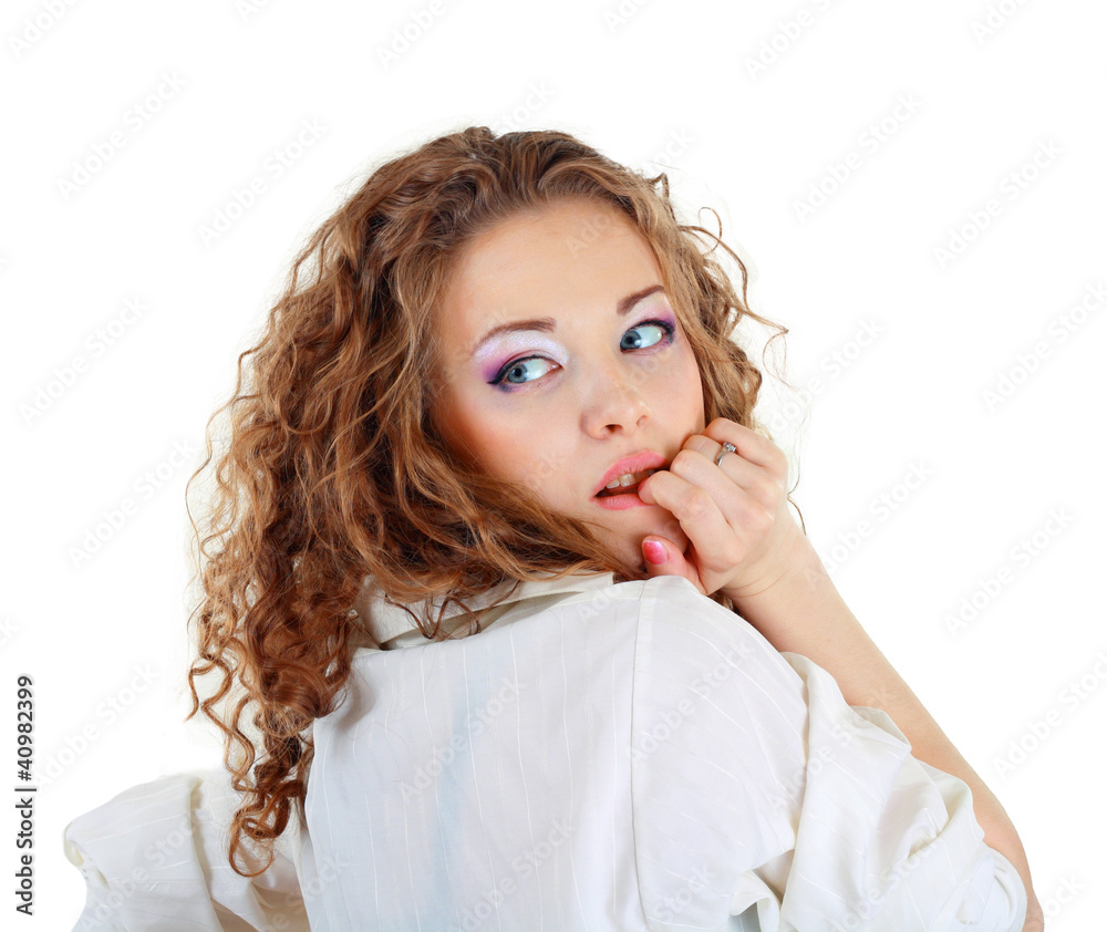portrait of the scared woman portrait of the scared woman