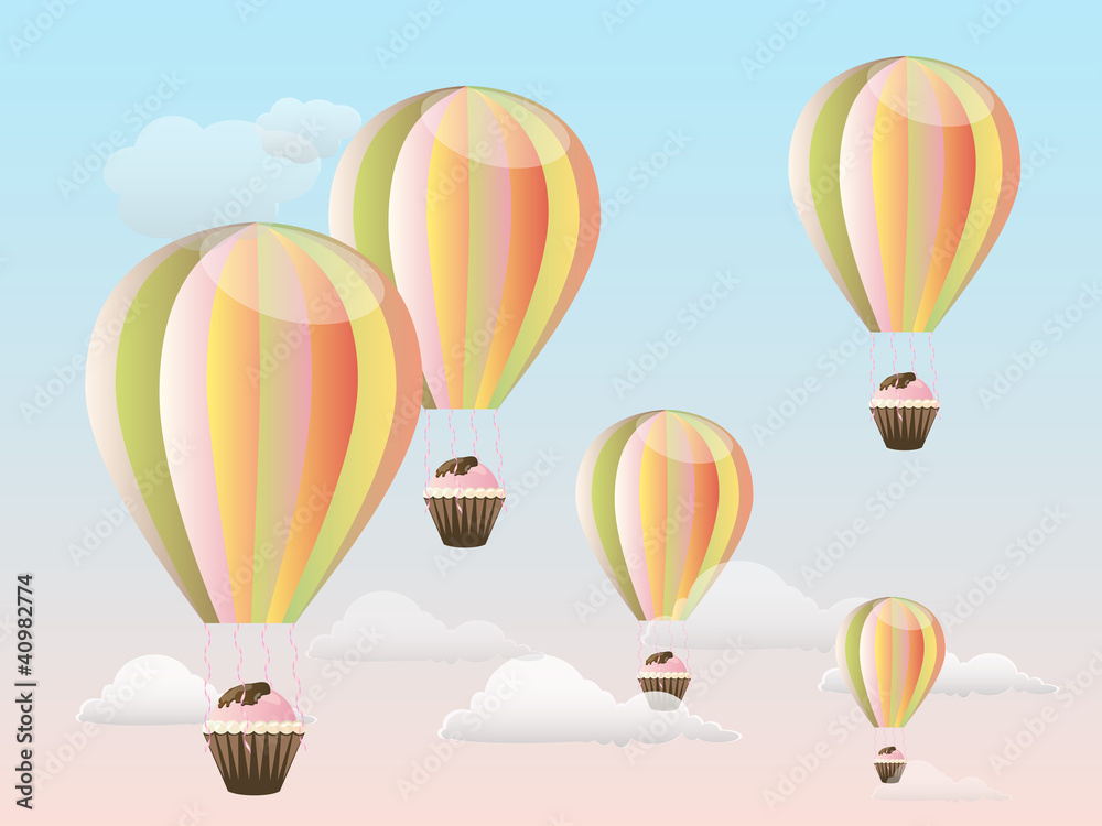 Obraz premium Montgolfières cupcakes