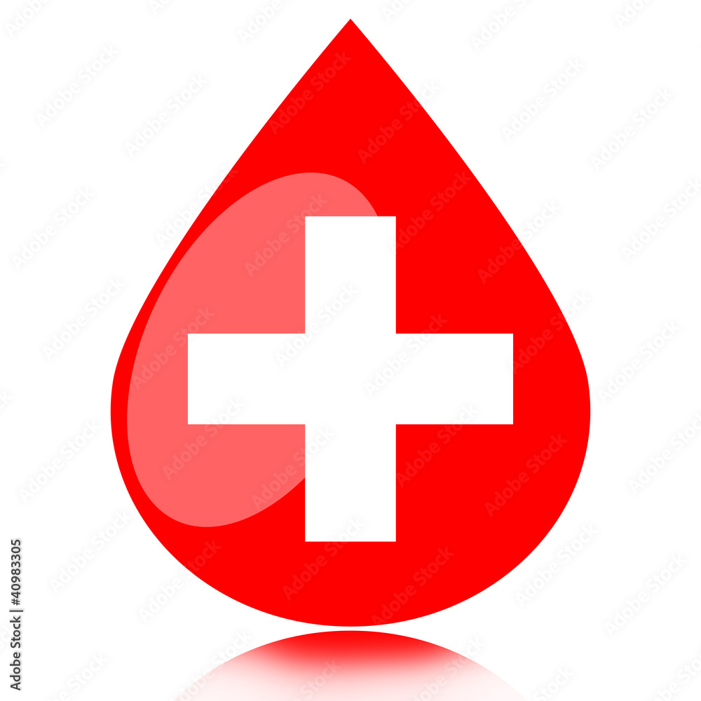 Blood drop with medical cross isolated on white Blood drop with medical cross isolated on white