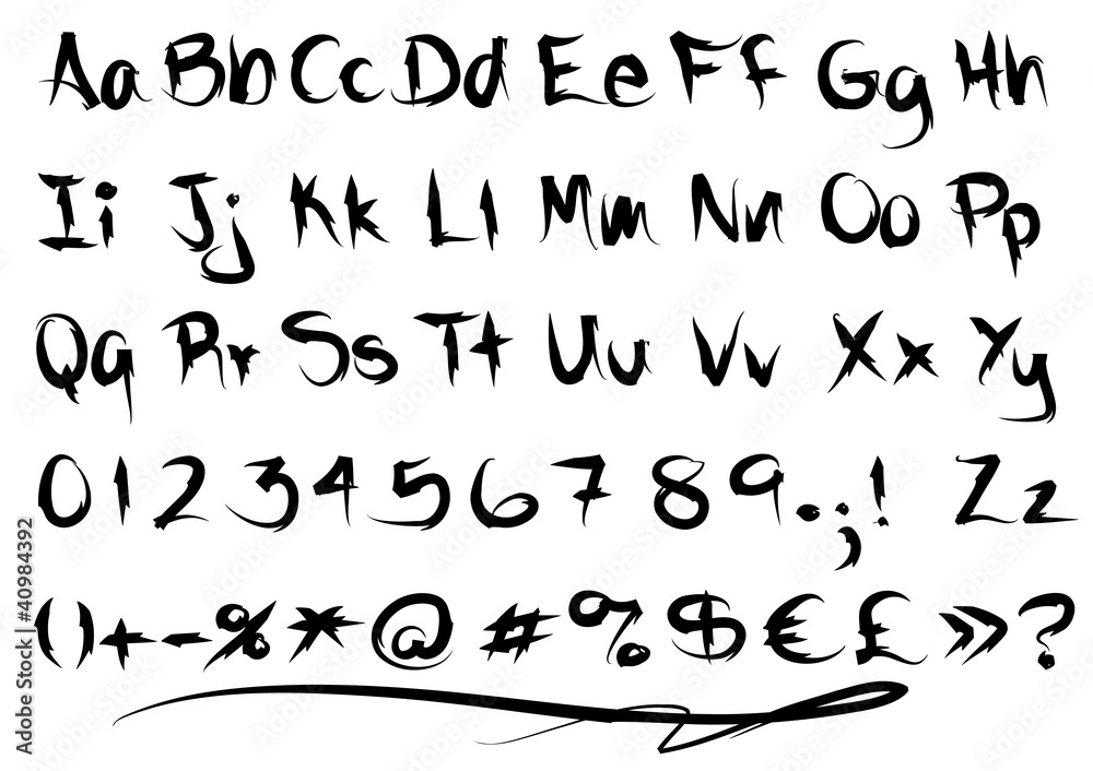 Freaky font alphabet
