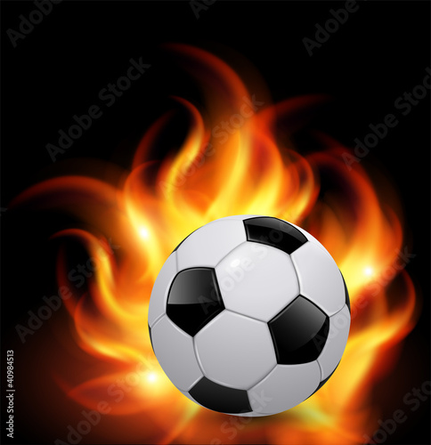 Soccer ball on fire  vector background