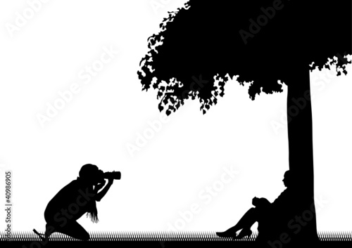 Photo woman and models wnit wood