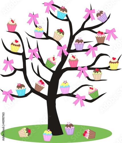 a tree full of cupcakes