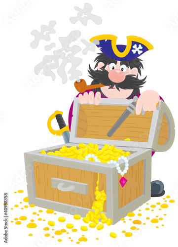 Pirate and treasure chest