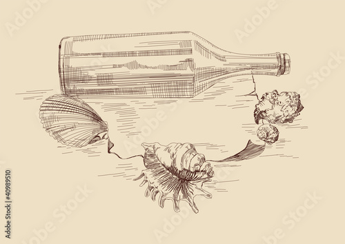 sea arrangement of empty messages  drawing vector illustration