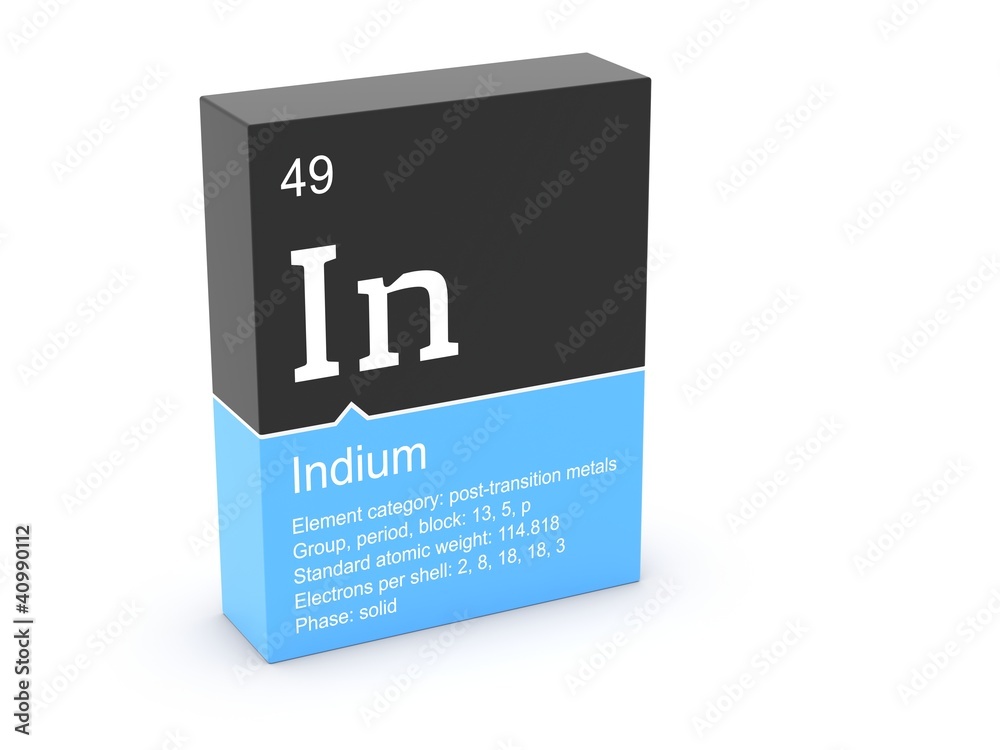 Indium from Mendeleev's periodic table - obrazy, fototapety, plakaty 