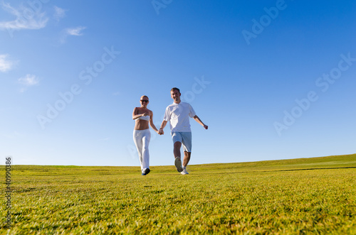 Happy couple walking together