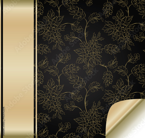 The black flower background with golden band
