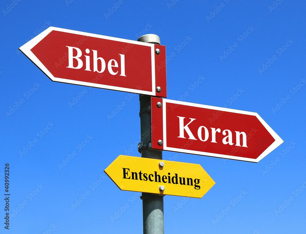 Obraz premium Bibel oder Koran? Christentum oder Islam?