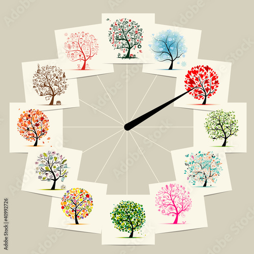 12 months with art trees, watches concept design