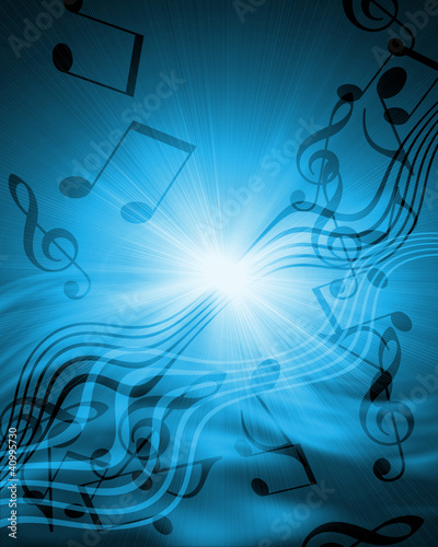 musical notes against sunset