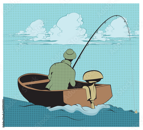 Stock Vector Illustration: Pop art illustration.Fishing