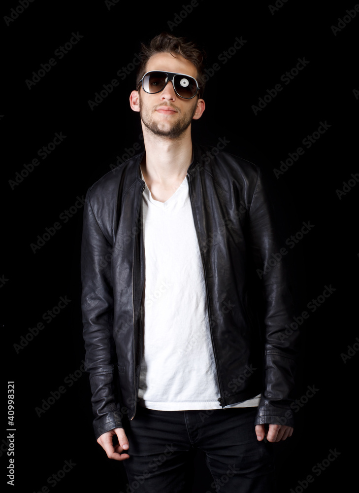 Portrait of young handsome man wearing sunglasses Portrait of young handsome man wearing sunglasses