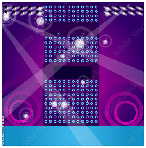 Lights and speaker in nightclub