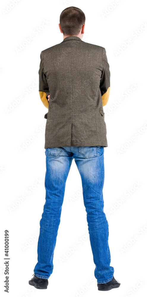 Back view of business man in jacket . Back view of business man in jacket .