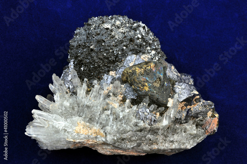 rock crystal, galena, chalcopyrite, polymethyl, quartz photo