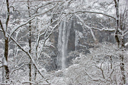 Kegon Waterfall under snow photo