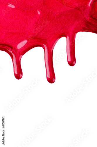 Red paint blots on isolated white background