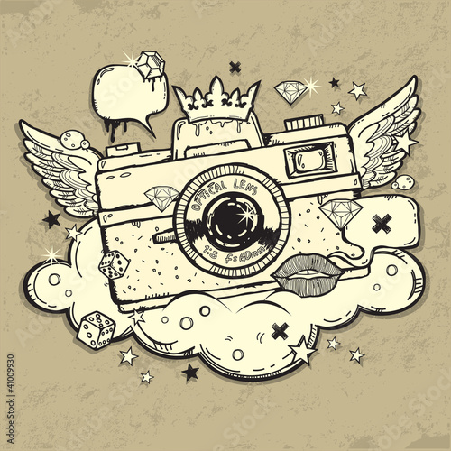 grunge photo camera