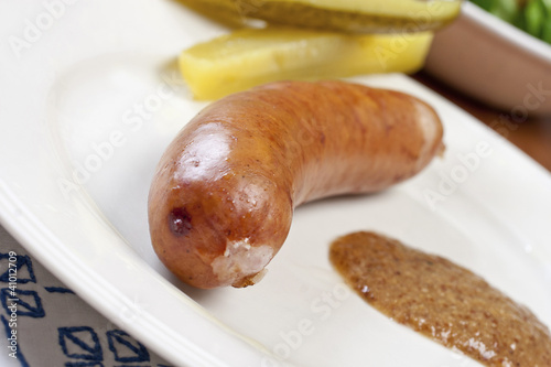 Käsekrainer mit Senf photo