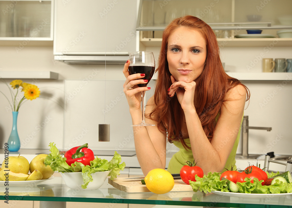 woman and wine