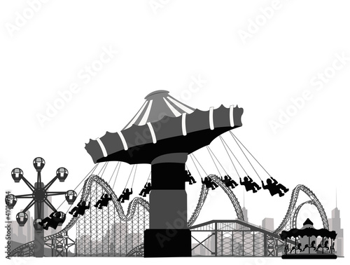 Vector illustration.Roller Coaster Silhouette .Carousel