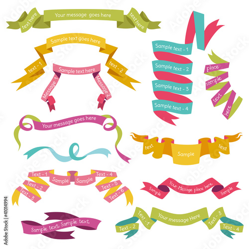 Set of Colorful Ribbons for your Text - in vector - part 1
