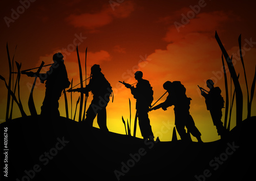 Soldiers Patrol at Dawn