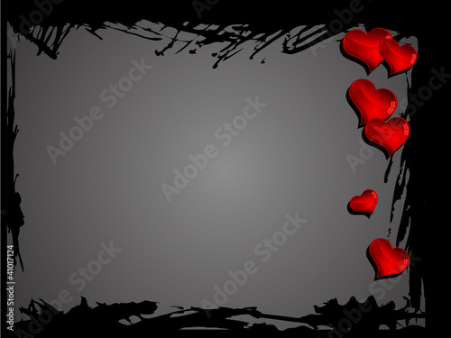 Grunge frame with hearts