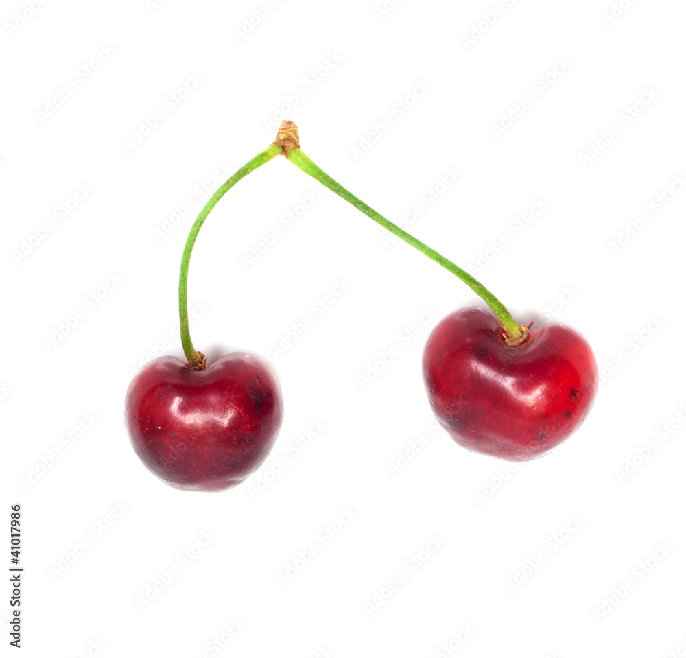 Cherries; objects on white background