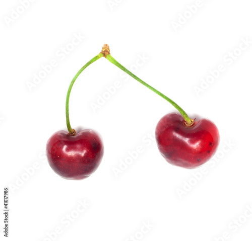 Cherries; objects on white background
