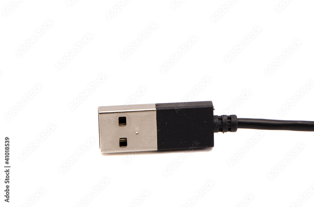 USB device cable plug connector isolated on white USB device cable plug connector isolated on white