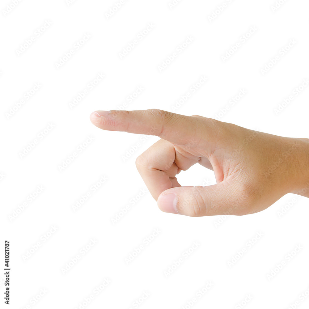 hand pointing pressing or touching isolated on white background. hand pointing pressing or touching isolated on white background.