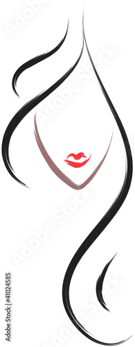 hair salon logo icon in brush drawing style