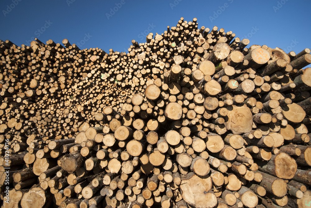 Sky blue pile of wood