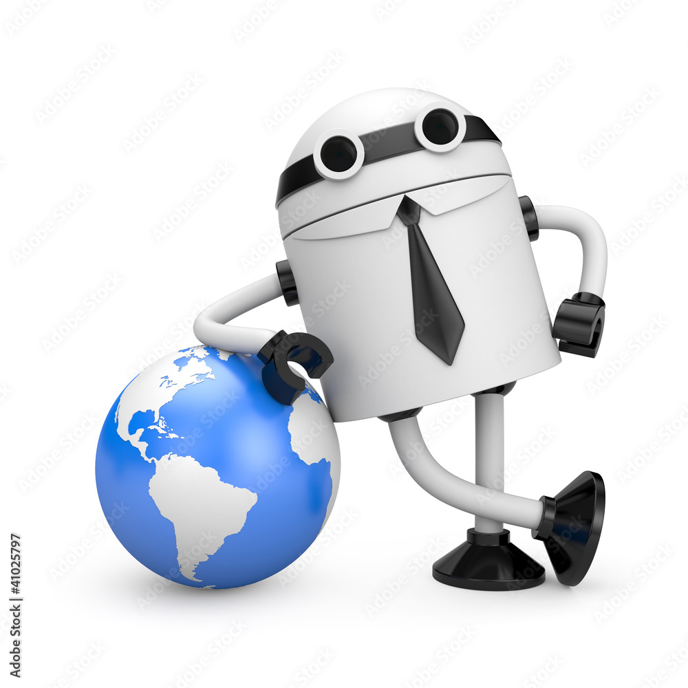 Robot with globe Robot with globe