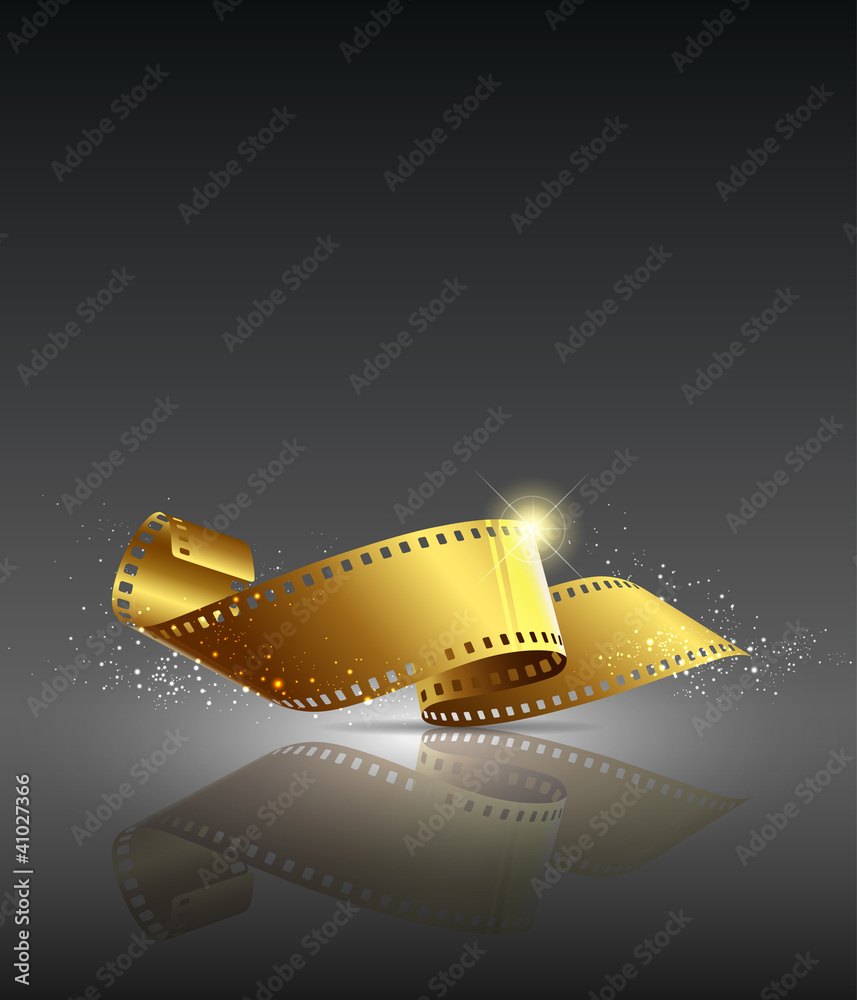 Naklejka premium Gold camera film roll, vector