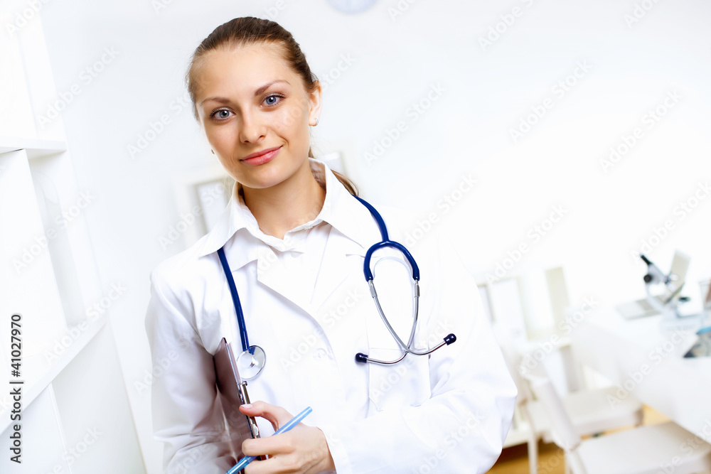 Friendly doctor in medical office