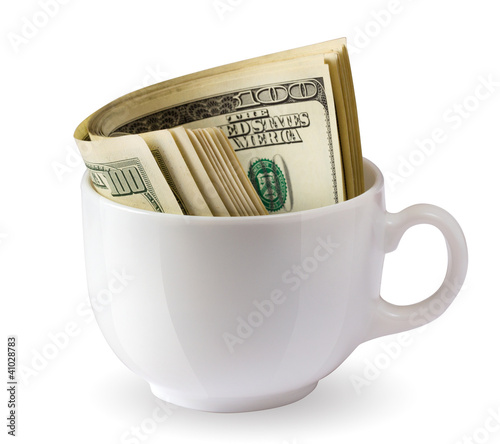 dollars in a cup