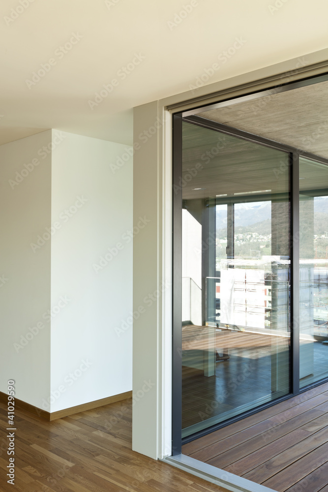 Fototapeta premium beautiful new apartment, view of the veranda from the room