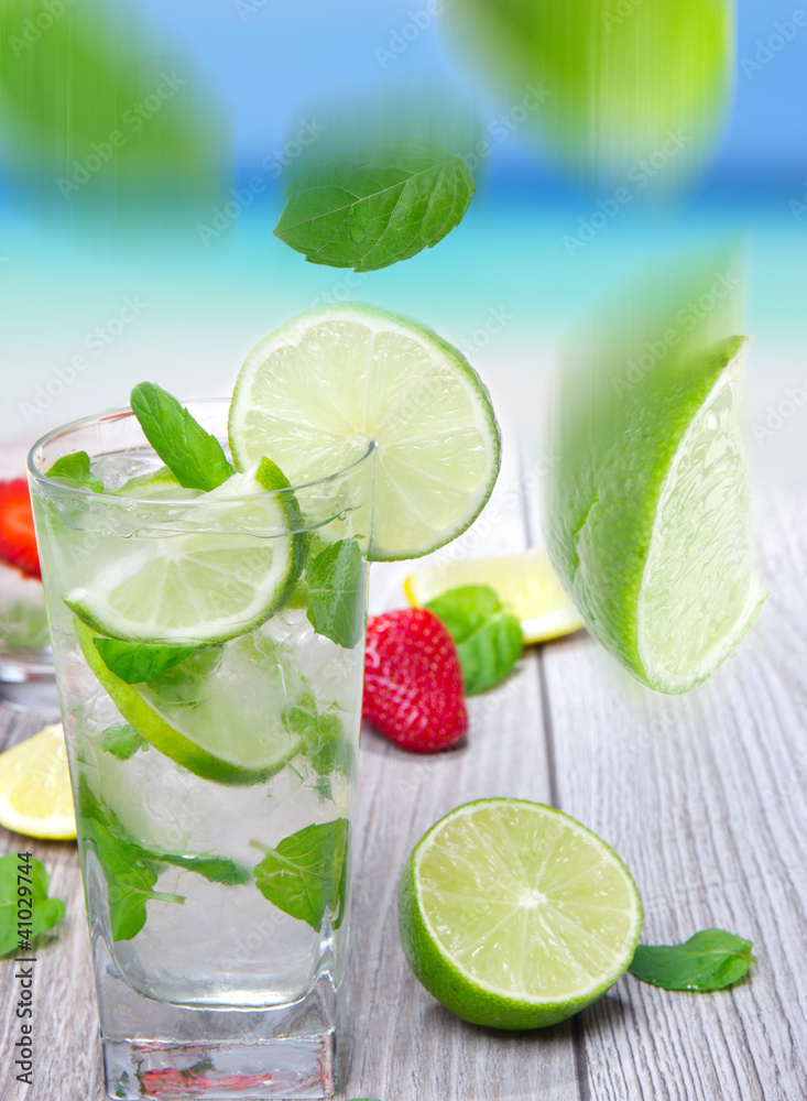 Mojito drink on the beach Mojito drink on the beach