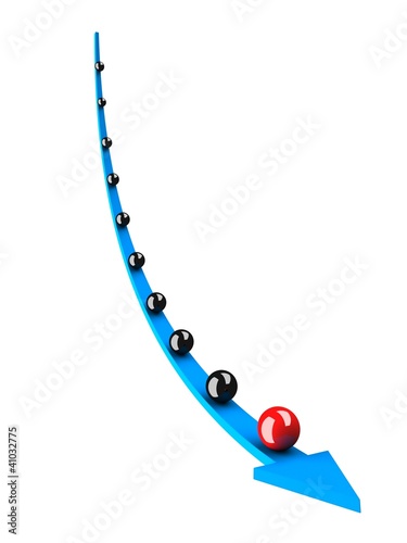 blue arrow with black spher...