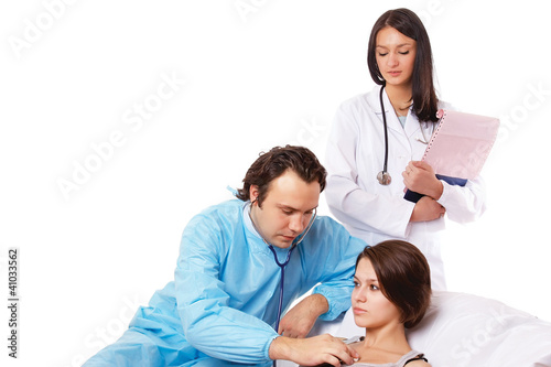 doctor and patient on white background