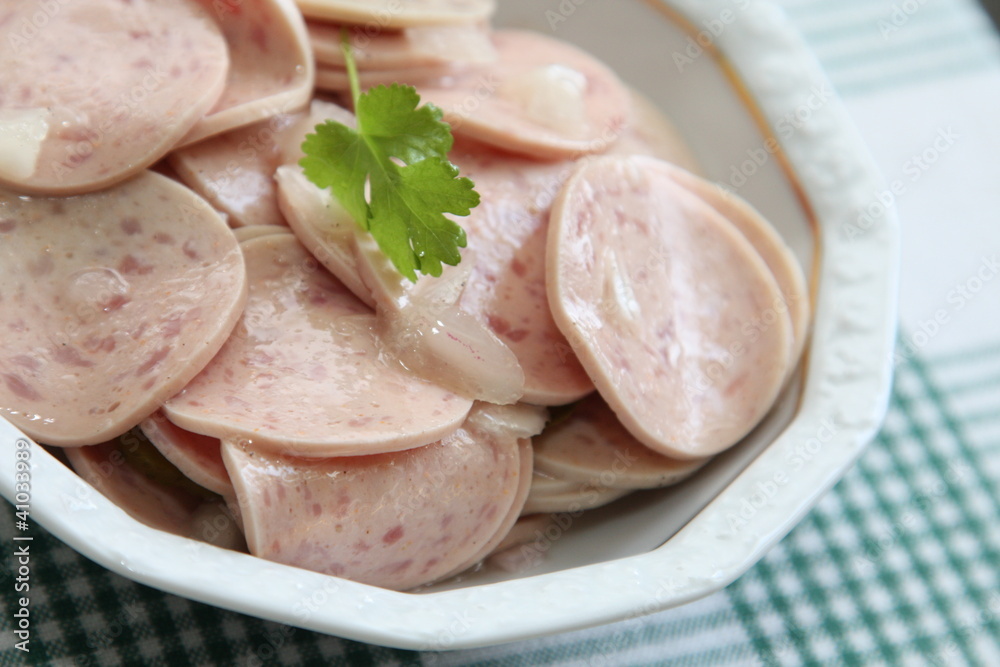 Bayerischer Wurstsalat - Bavarian sausage salad Bayerischer Wurstsalat - Bavarian sausage salad