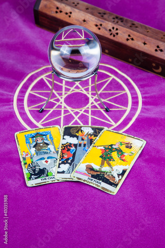 Tarot cards with a magic ball (8).