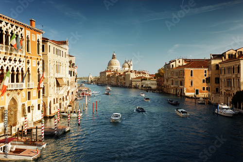 Kanał Grande i bazyliki Santa Maria della Salute, Wenecja, Włochy