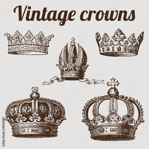 Collection of crowns / vintage vector illustration