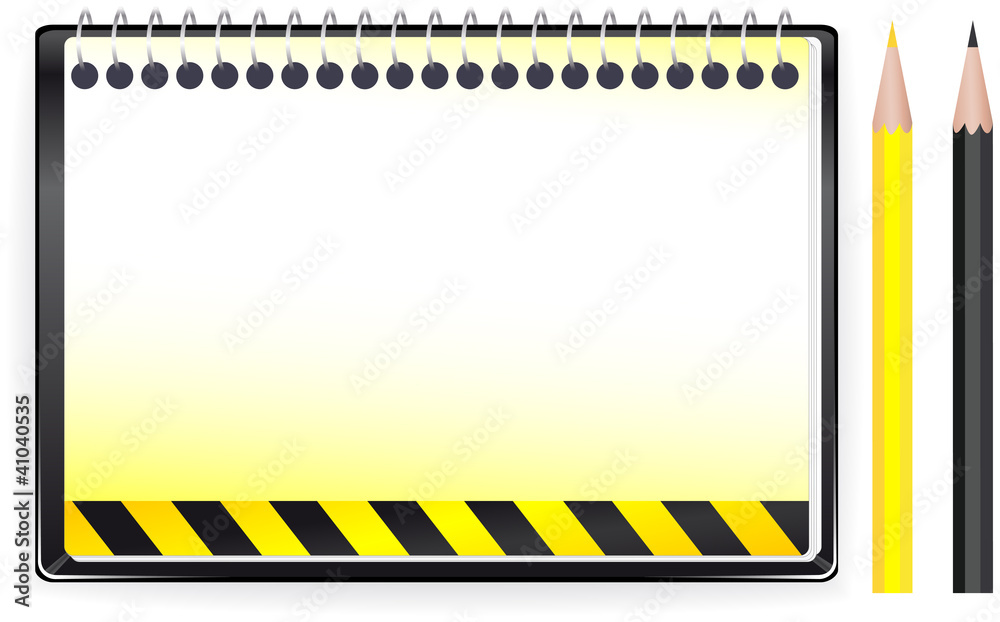 construction background with notepad, pencil and space for text