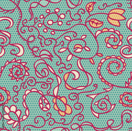 Spring lacy seamless floral pattern