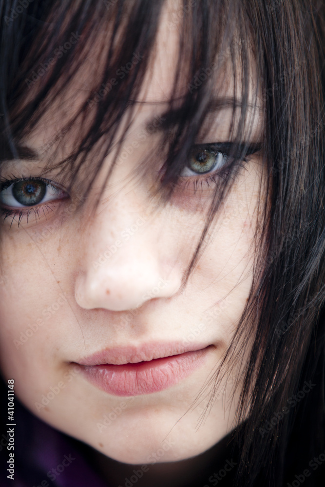 Closeup portrait of brunette girl. Closeup portrait of brunette girl.